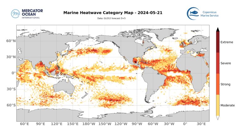 Mercator Ocean Bulletin: Marine heatwave forecasts – May 21st 2024 ...